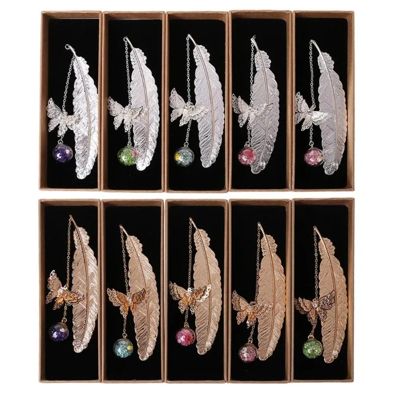 Marcador de marcador retrô de penas vintage butterfly metal bookmarks books book Mark Stationery artes