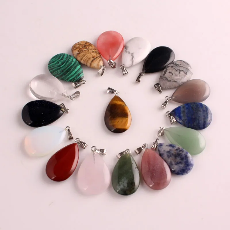 Colorful Natural Crystal Stone Quartz Agate Silver Plated Pendant Necklaces Fashion Jewelry For Women Girl Party Club Accessories