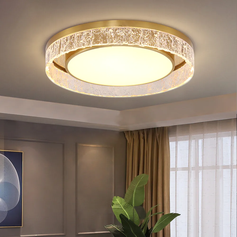 Novo lustre de teto de ouro moderno para quarto de cristal de luxo sala de estar levou luz de teto decoração de casa coberta pendurado lâmpada