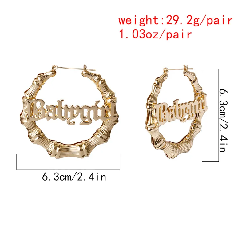Binpure Name Earrings, Punk Style Personalized Old English Babygirl Word  Big Hoop Earrings for Women - Walmart.com