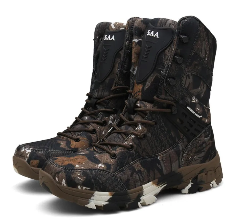 Мужчины военные тактические ботинки Осень Зимние водонепроницаемые кожаные армейские ботинки пустынная трудовая обувь боевая лодыжка плюс размер 47