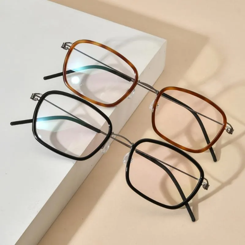 Mode solglas￶gon ramar eleccion titanacetatglas￶gon ram m￤n fyrkantig myopia optisk recept glas￶gon 2021 koreansk skruvl￶s ￶gon