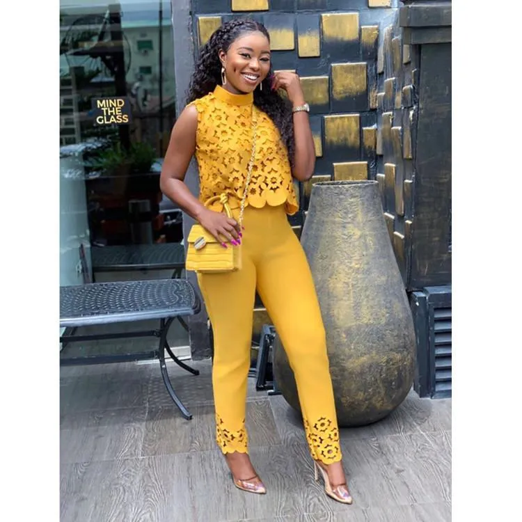 Summer 2021 Womens Formal Tracksuit Set Sleeveless Chiffon Blouse Top And  Slim Work Two Piece Pants Set For 4X Work From Wuyanzus, $20.99