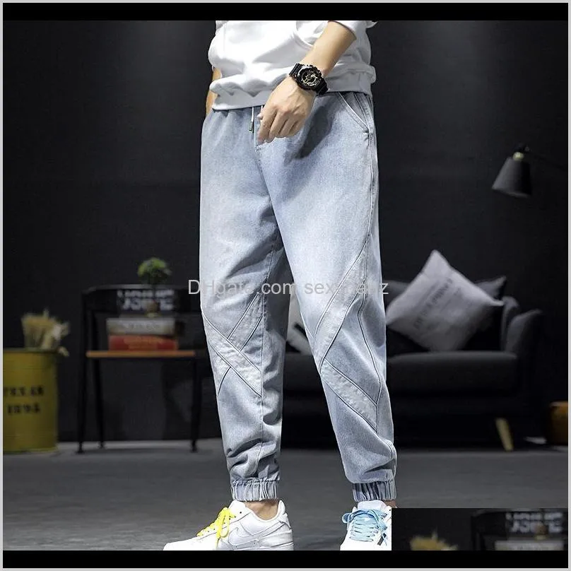 25 tide brand autumn jeans overalls leggings harem pants ins fashion loose long pants men1