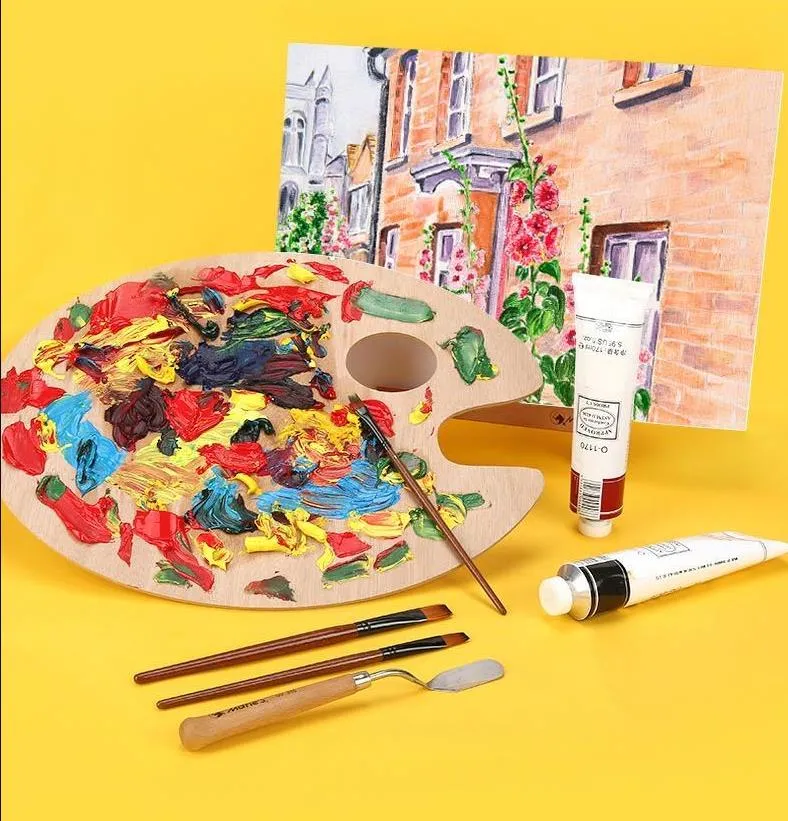 Extra Large Wooden Artist Palette - 12x16 Inch Oval Painting Palette For Mixing Colors