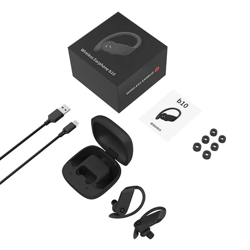 Écouteurs sans fil écouteurs Power Pro B10 Bluetooth 5.0 écouteur avec étui de charge sport crochet d'oreille pour téléphones portables