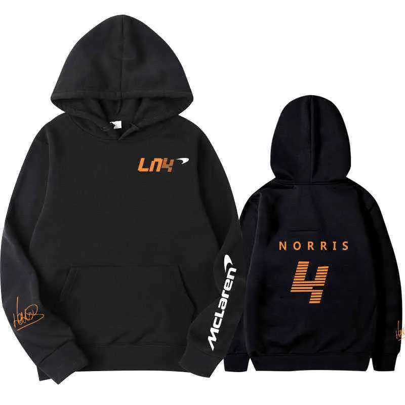 후드 가을 겨울 포뮬러 원 R Lando Norris McLaren 팀 레이싱 팬 까마귀 팀 남성/여성 Oversized Hoodies 211217