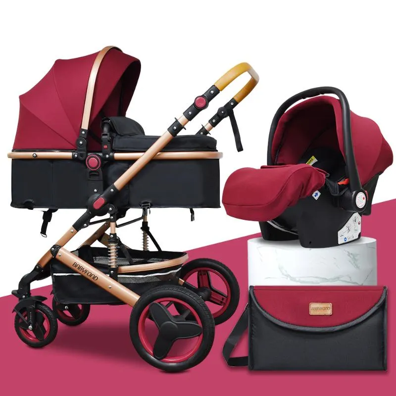 Barnvagnar# designer hög märke mjukt landskap baby 3 i 1 född pram anti- all terräng barnvagnar reversibel basinet bilstol grossist