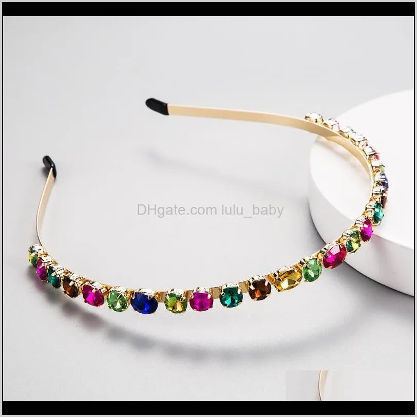 Headbands Jewelry Drop Delivery 2021 High-Grade Fan Alloy Inlaid Glass Rhinestone Color Hair Female Ins Style Temperament Super Flash Full Di