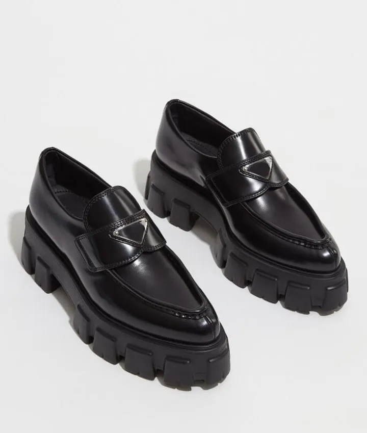 Women s Pointed Toe Loafers with Platform Heels Black Leather Designer Lace up Dress Shoes