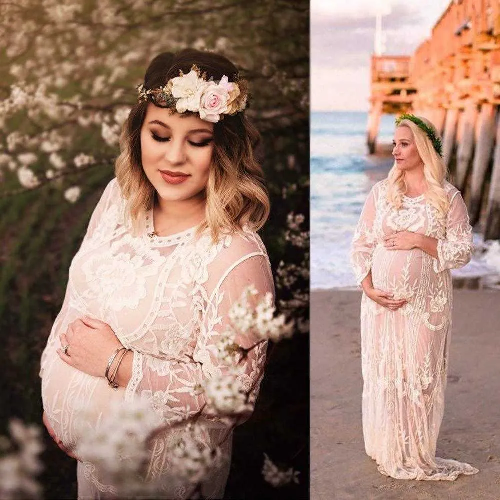 White Sexy Maternity Dresses Photography Props Lace Fancy Maxi Gown Maternity Clothes Pregnancy Dress For Women Photo Shooting (1)