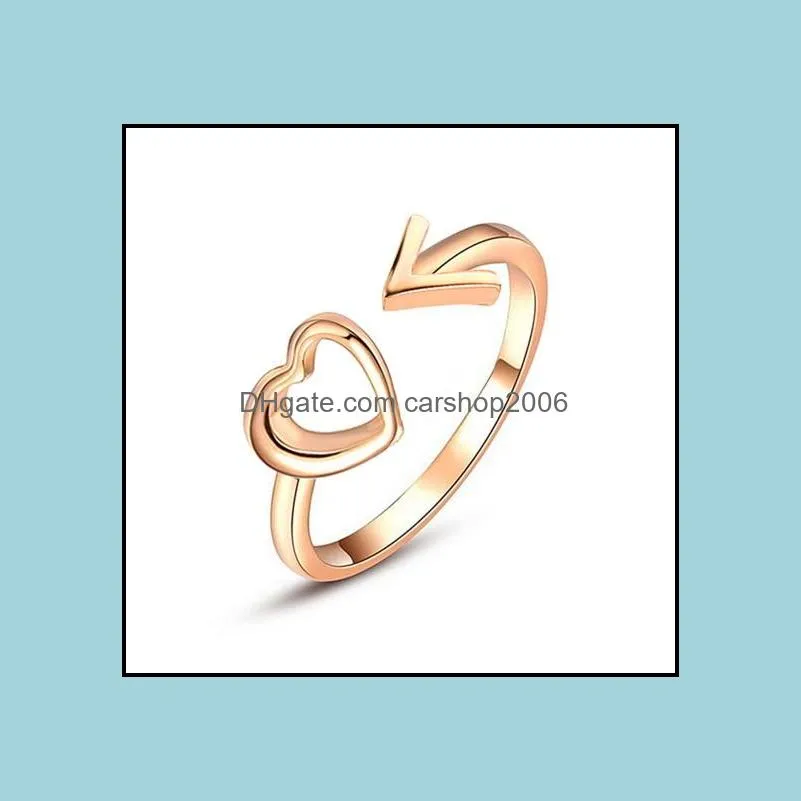 Womens Rings Arrow Heart Adjustable Open Gold/Silver /Rose Gold Tone Rings Simple Fashion Jewelry Accessories Band Rings