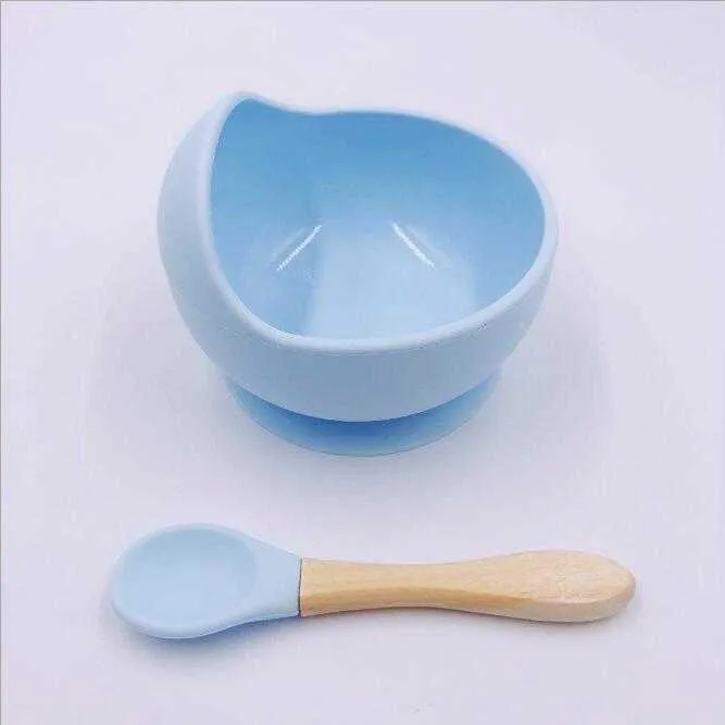 Silicone Baby Complementary Bowl Baby Tableware Shatter Resistant Bowls Spoons Sets Food-Grade Silica Gel Dishes Design XTL192