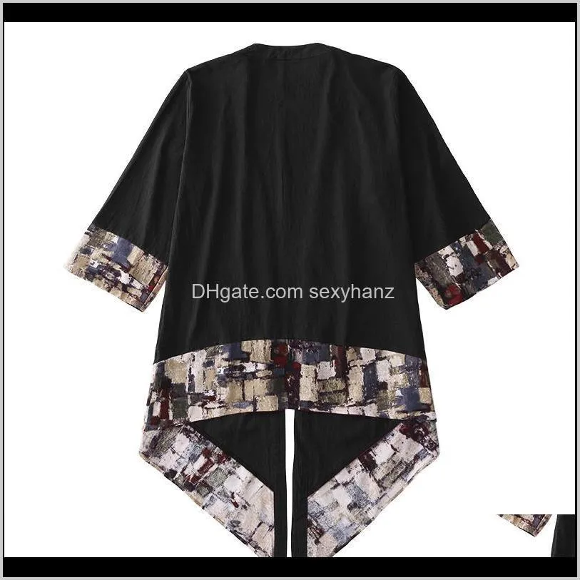 incerun 2020 chinese style men outerwear vintage cloak casual kimono half sleeve irregular long trench coats men plus size 5xl1