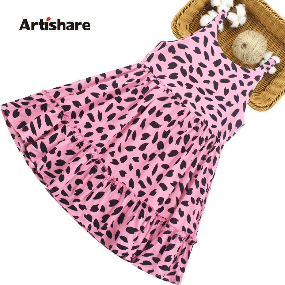 Mädchen Kleider Leopard Muster Mädchen Kind Kleid Casual Stil Kinder Kleider Sommer Kostüm Mädchen 6 8 10 12 14 Q0716