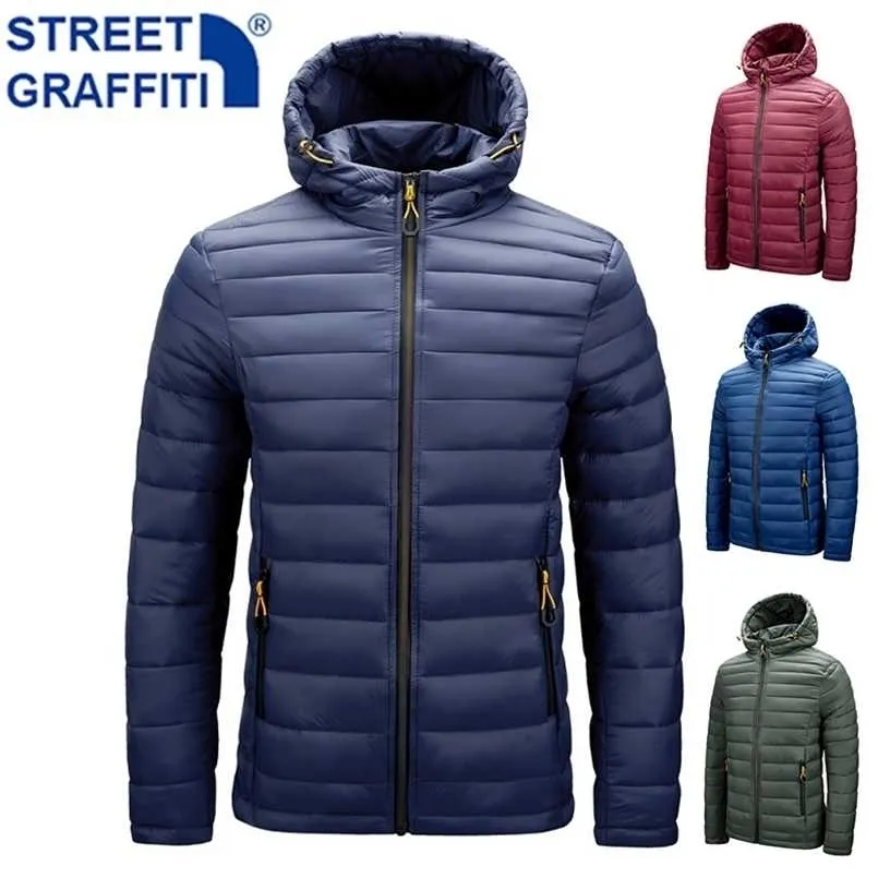 Men Winter Brand Warm Waterproof Thick Jacket Parkas Coat Men Autumn Windproof Hooded Reflective Slim Parkas Jacket Men 211129