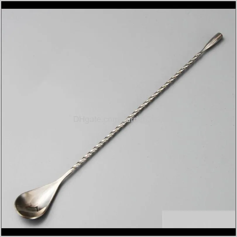 1pcs stainless steel mixing cocktail spoon spiral pattern bar teadrop spoon coffee stir bar tool bartender tools