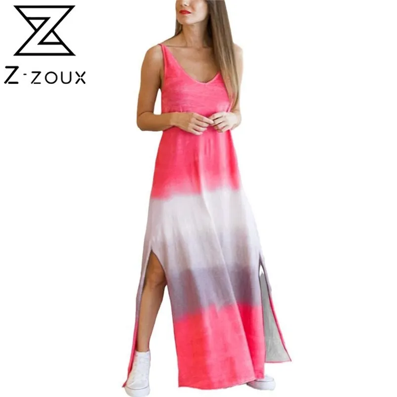 Women Dress Gradient Color Split Spaghetti Strap Beach Loose Long Sexy Bohemian es Girl Fashion Summer es 210513