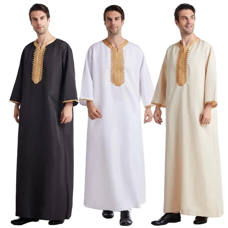 Ethnische Kleidung Herren Robe Saudi-Arabien Jubba Thobe Kleding Mannen Kaftan Abaya Muslimisches arabisches Kleid Pakistan Islamischer Oman Qamis Homme