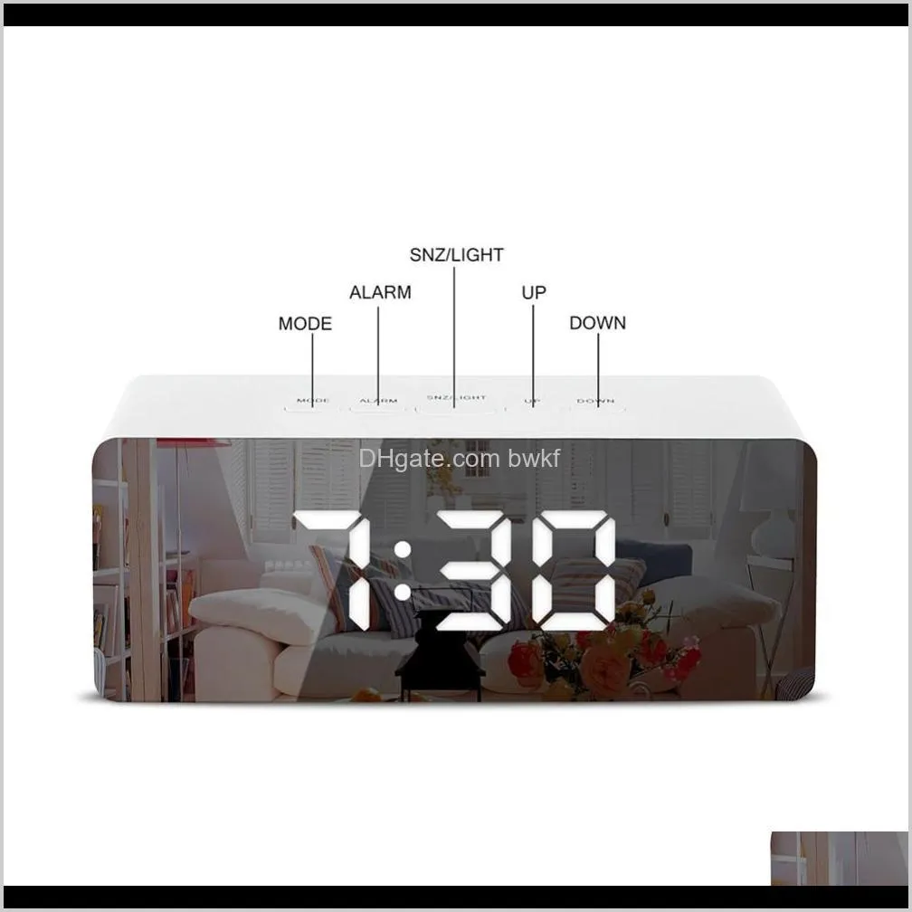 led mirror alarm clock digital snooze table clock wake up light electronic large time temperature display home decoration clock