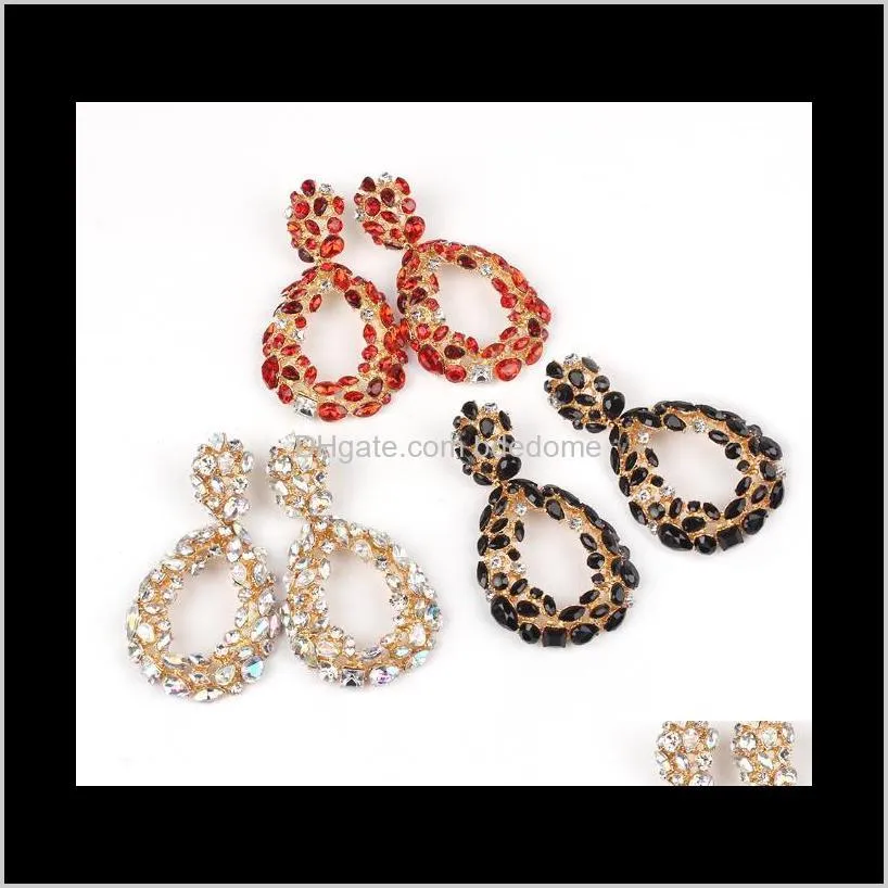 blingbling shine party jewely 3 color sparkle diamond hollowed-out ring ornaments drop earrings sparkle earrings wholesale