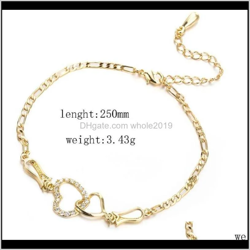doreenbeads romantic heart anklet for women accessories gold silver color link chain hollow jewelry charms party gift anklets