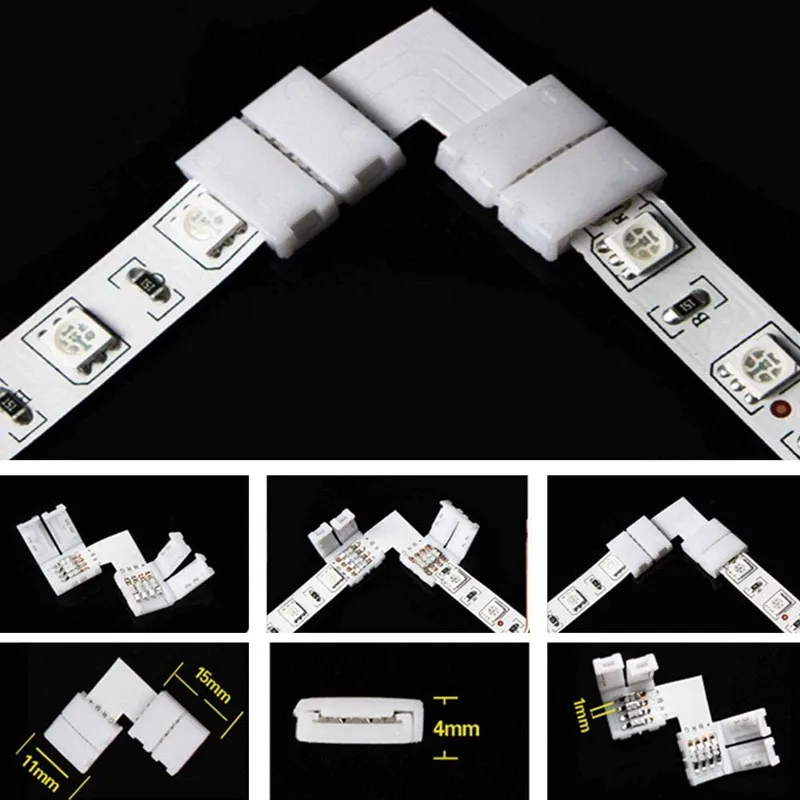 L Shaped LED RGB Led Strip Light Connectors Set 10mm 4 Pin Right Angle For Corner And Right Angle Lighting Compatible With 5050 2835 3528 RGBs Strip Lights 4.8 From Lighting1617 6.02 DHgate.Com