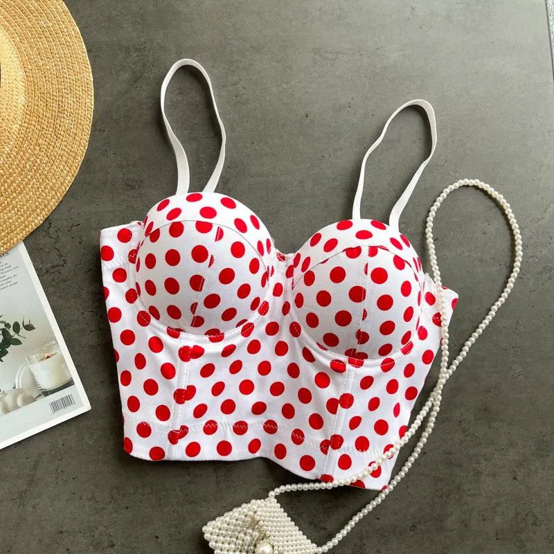 Polka Dot Print Vintage Bustier Bra With Adjustable Strap And Push Up Comfy Corset  Bra Top For Women Perfect For Streetwear, Club Parties, And Camisole Tops  From Lizhirou, $19.07