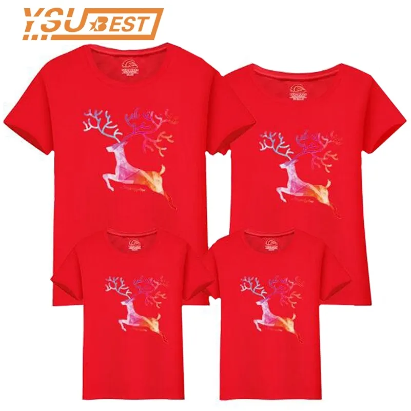 Christmas Family Matching Clothes Look Father Mother Son Daughter Outfits Clothing T shirt Mommy Daddy Me Baby Boy Girl T-Shirt 210417