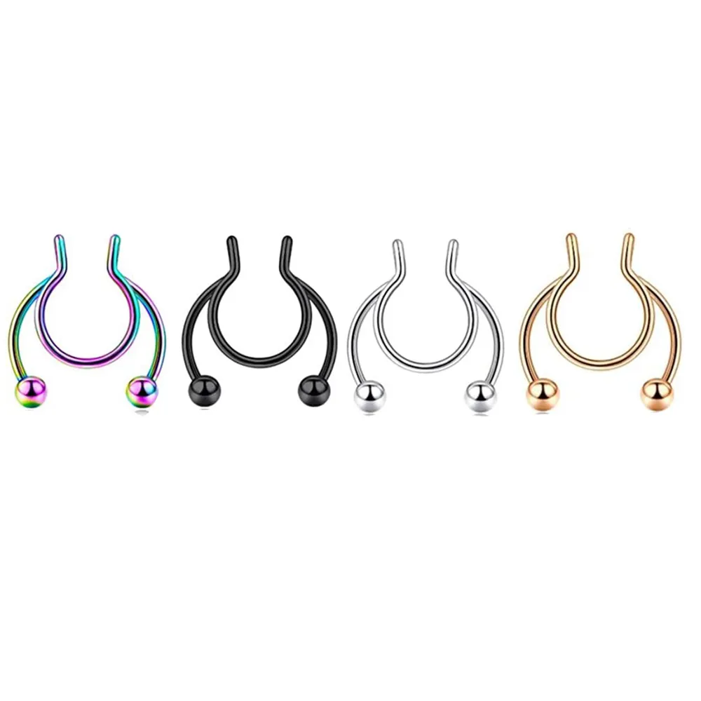 Naso finto Clip Anello Borchie Hoop Medical Acciaio inossidabile Setto Piercing Body Sexy Gioielli Donna Uomo Accessori