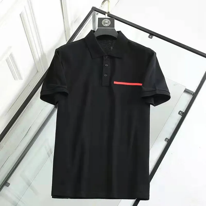 Prad polo uomo Moda uomo polo poloshirt Top Tee T-shirt manica corta designer T-shirt allentate casual t-shirt bianca nera t-shirt tinta unita di lusso per uomo