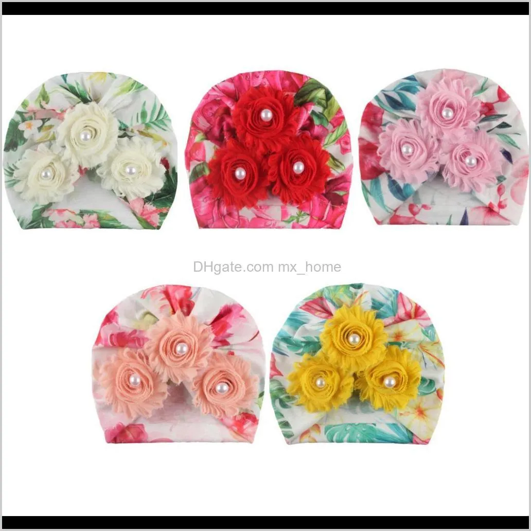 new baby floral sticky diamond hat baby multi color printed hat children`s pullover cap