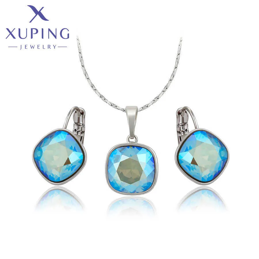 Xuping Jewelry New Design Crystals Jewelry Set Rhodium Color Mixed Pendant Earrings Women Girl Gift H1022