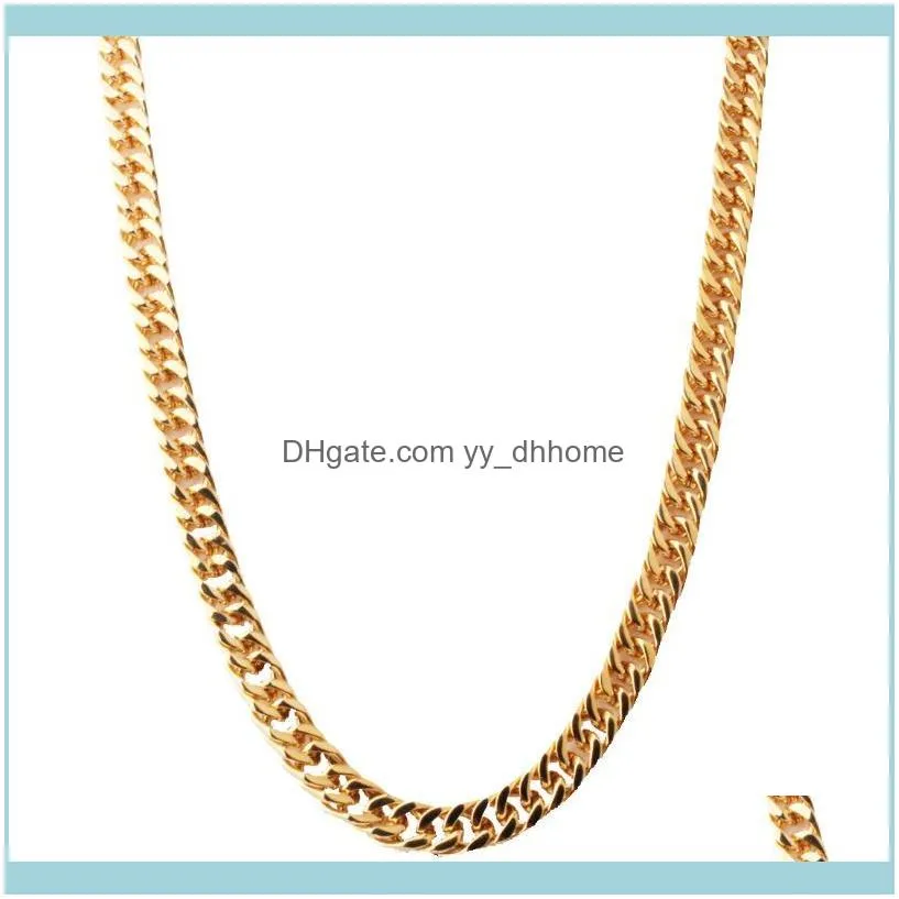 Chains 7-32inch Custom Size 6/8/10mm Wide 316L Stainless Women Mens Gold Curb Cuban Chain Necklace/Bracelet Link Jewelry