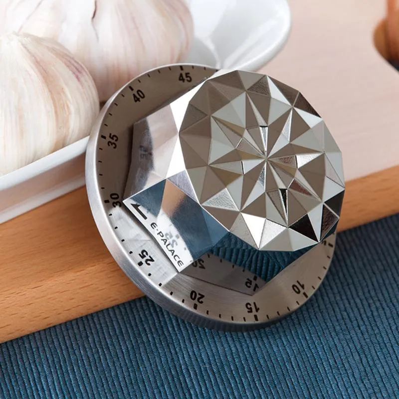 Timers timer de cozinha mecânica de aço inoxidável com base de contagem regressiva manual de base magnética Lembrete de lição de casa da cozinha