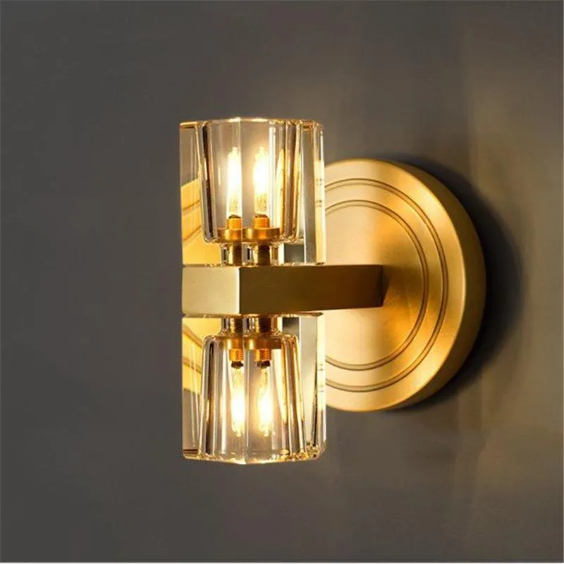 Wall Lamp Nordic Modern Copper Lamps Living Room Decoration TV Backdrop Decor Crystal Light Luxury Bedroom Bedside Lights