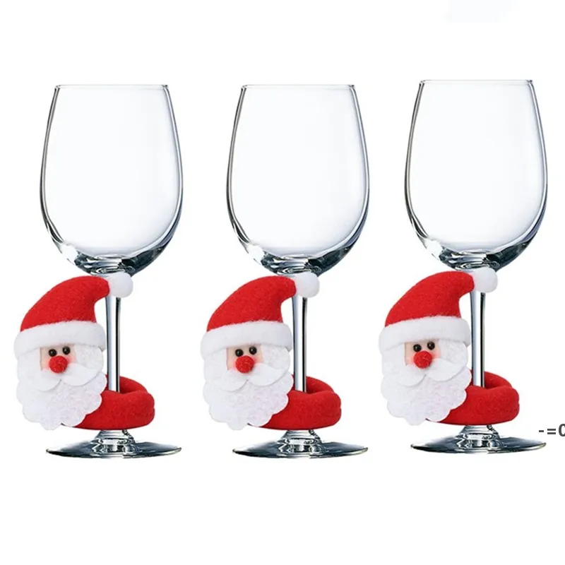NewChristmas Wine стекло украшения с новым годом Санта-Клаус Снеговик лоси вечеринка бар Столовые украшения LLD11179