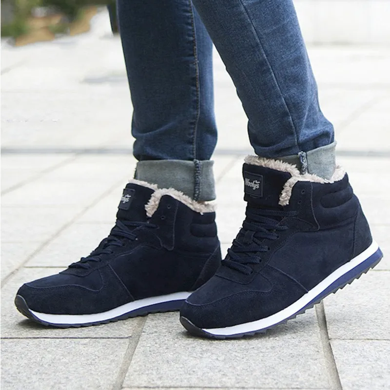 Men Boots Fashion Winter Shoes Plus Size Ankle Casual Sneakers Male Keep Warm Unisex Chaussure Homme
