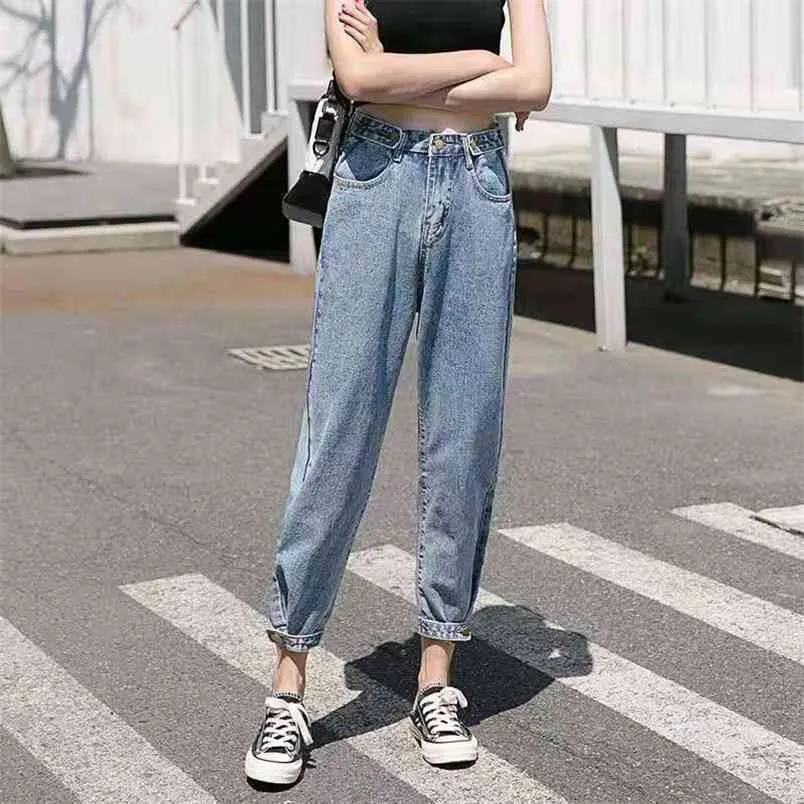 Arrivée Spring Automne Corée Fashion Femmes High Taille Vintage Vintage Jeans All-Associé Denim Harem Pants Plus Taille S892 210512