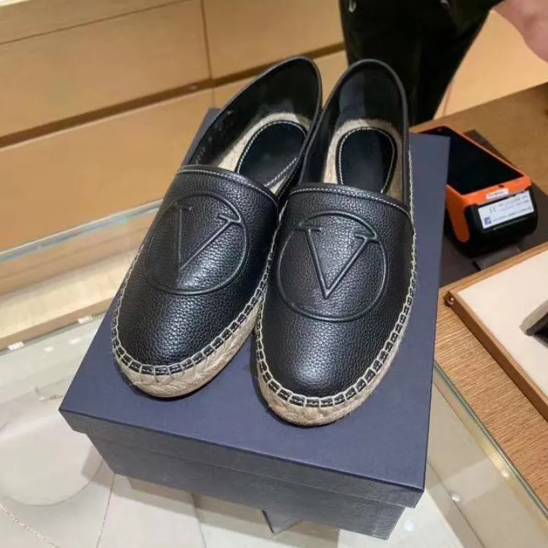 Luxe ontwerpers van topkwaliteit Starboard Espadrilles Embossed Logo schoenen generfd leer flats loafers handgemaakte schoen voor dames casual luxe lounge fabrieksschoeisel