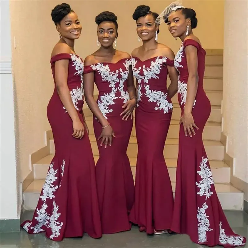 Mermaid African Girls Bridesmaid Dresses Off Shoulder Applique Spring Summer Garden Countryside Maid Of Honor Gowns Wedding Guest Tailor Made Plus Size Available From 521 94 DHgate