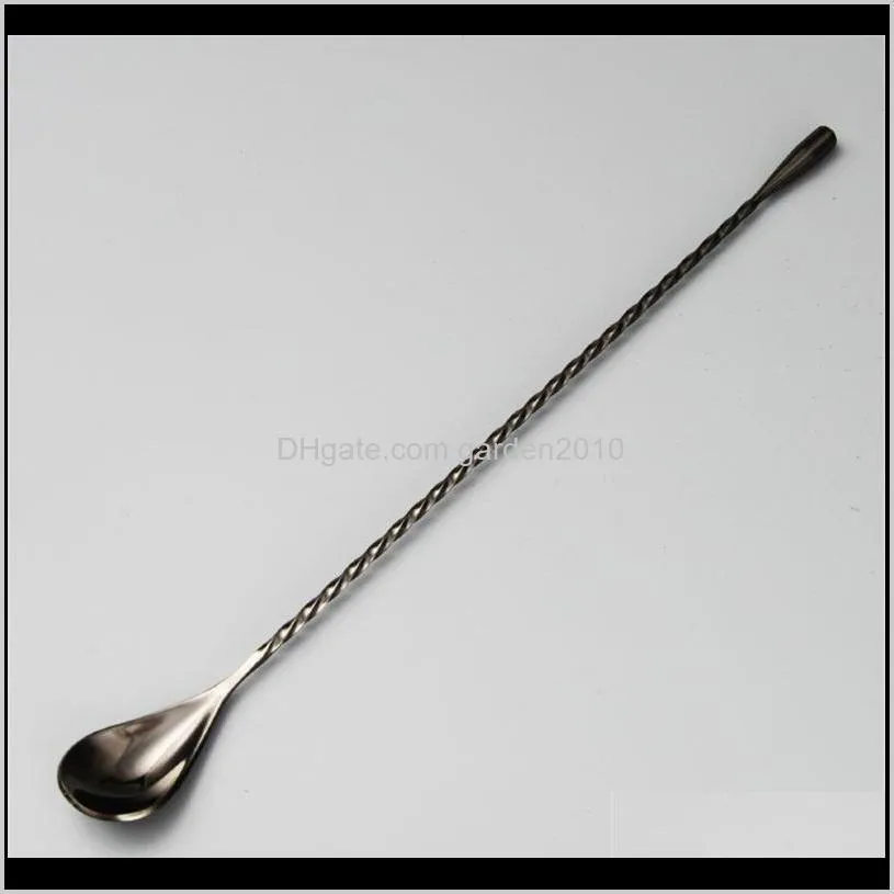 1pcs stainless steel mixing cocktail spoon spiral pattern bar teadrop spoon coffee stir bar tool bartender tools