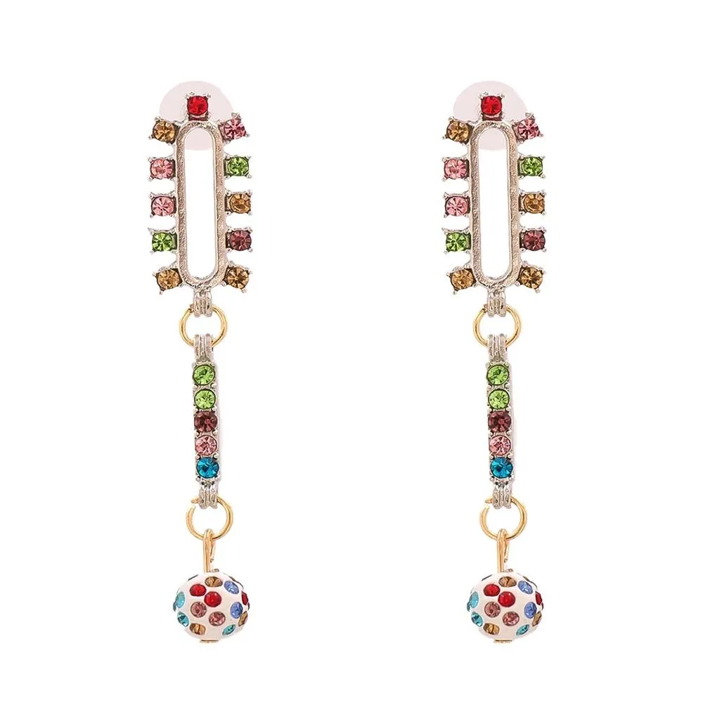 Boucles d'oreilles pendantes en perles de cristal colorées pour femmes, accessoires de bijoux en métal de haute qualité, vente en gros
