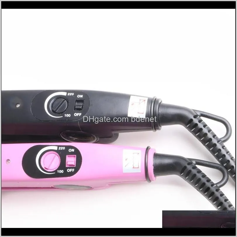 1pc pink color loof heat fusion connector adjustable temperature flat u tip hair extension iron keratin bonding tools