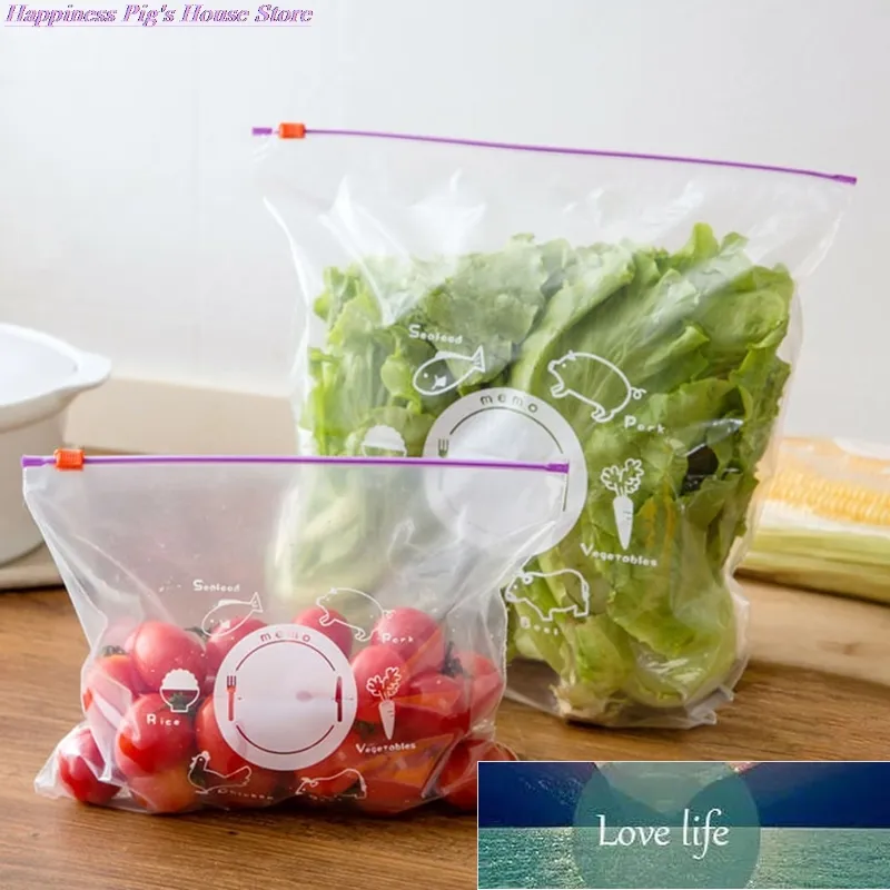 10Pcs PVC Fresh Keeping Bag For Vegetable Fruit Storage Freezing Preservation Zipper Sealed Bags Kitchen Food Organization Tools