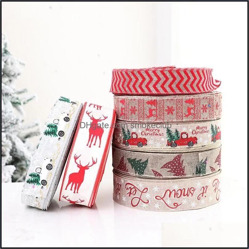 200cm linen Christmas gift box Decorations Ribbons Party Supply Xmas Bow Ribbon High-Grade Christmas tree Decorations For Home