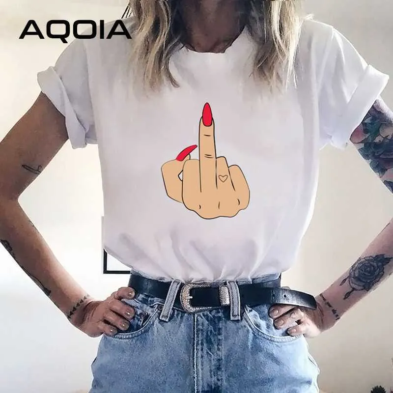 2021 Summer Street Style Middle Finger Print Funny Shirts For