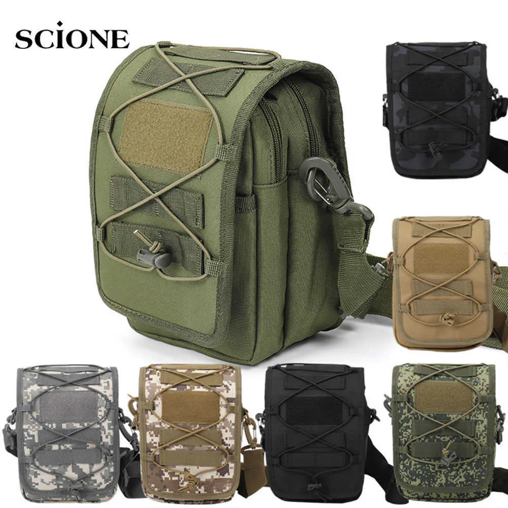 Tactical Bolle Molle Caça Molle Saco Crossbody Bag Militar Cintura Pacote de Bolsas Ao Ar Livre Caso Bolso Camo Escalada Saco X196A Q0721