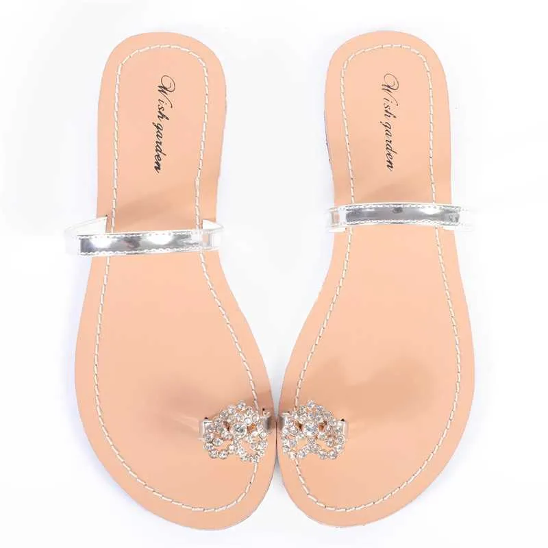 2021New Женщины Beach Beach Beach Shining The Bohemia Shoes Lady Summer Bohemia Diamond Sandals T-Brap Thong Flip Plops Удобные бохо Обувь Y0608