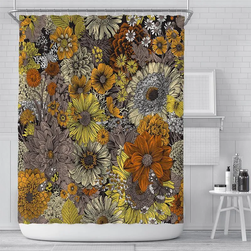 Rideaux de douche Constellation tissu salle de bain rideau tournesol fleur Phrase moderne abstrait mysticisme bain tissu imperméable